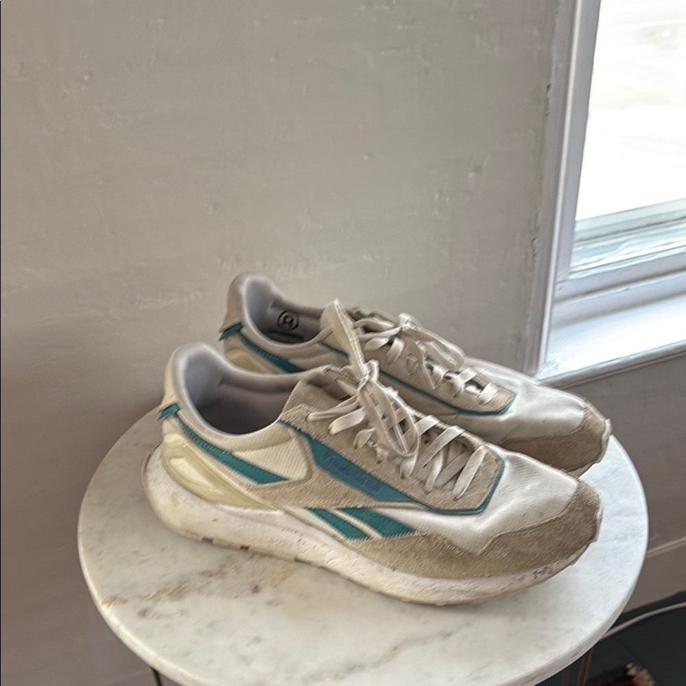 Reebok White and Blue Sneakers
